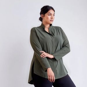 Aday Something Borrowed Shirt in Moss, Size XS